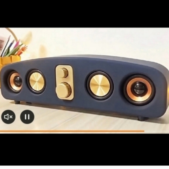 Retro Wireless Speaker Color Gray 360 Degree Surround Sound With Sub - Picture 2 of 3